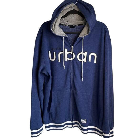 Keith Urban Men's Ripcord Hoodie Sweatshirt Full Zip Blue Sz 2XL Country Music - Picture 1 of 13